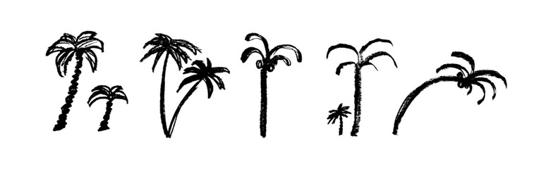 Fototapeta premium Palm tree sketch icon, coconut palm doodle illustration