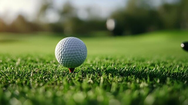 Golf Ball on a Green Grass Golf Course