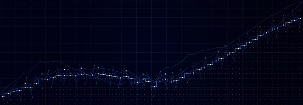 Sales Analytics Finance Growth Business Investment Stats Financial Analysis Graph Up, Stock Chart Data Base. AI Technology Charts Trading Statistics Business Presentation Slides. Vector illustration