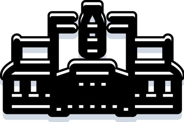 Fototapeta premium Prominent government building with classical columns and a dome, symbolizing civic authority, justice, and urban administration against a city skyline backdrop