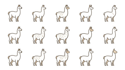 Alpaca and llama vector outline icons. © himatul