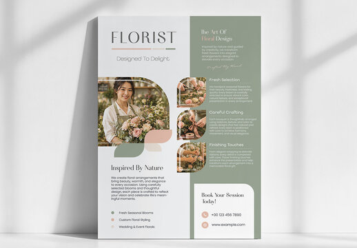 Minimal Flower Shop Poster Print Template