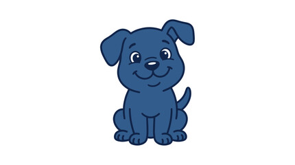 Fototapeta premium Cute Blue Cartoon Dog Sitting, Isolated on White Background, Vector Illustration