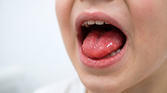 Strawberry Tongue in Child with Kawasaki Disease Clinical Sign