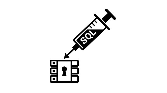 SQL Injection Cyber Security Threat Icon: Syringe Injecting Data into Database