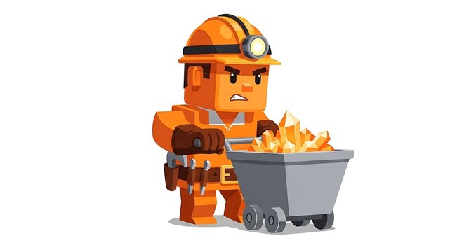 Construction worker operating mini excavator toy.