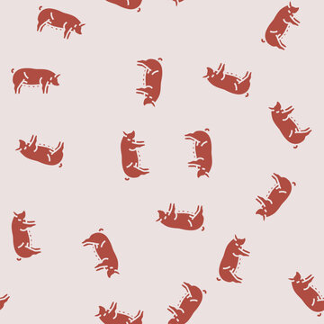 pig field animal vector glyph seamless pattern pig field animal sign illustration
