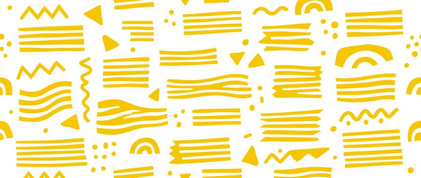 Abstract Yellow Geometric Patterns on White Background, Minimalist Design