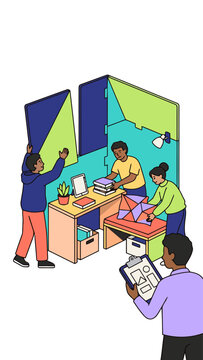 Youth collaborating on a creative modular construction project, building interconnected structures