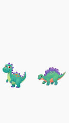 Cute Baby Dinosaur Characters Set with Green Bipedal and Stegosaurus Vector Illustration © gagan