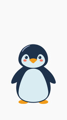 Fototapeta premium Adorable Small Penguin Character Vector Illustration Isolated on Plain White Background