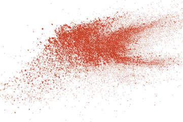 Fototapeta premium Red paprika powder pile with scattered spice particles, isolated on a clean white background with a clipping path. Vector illustration.