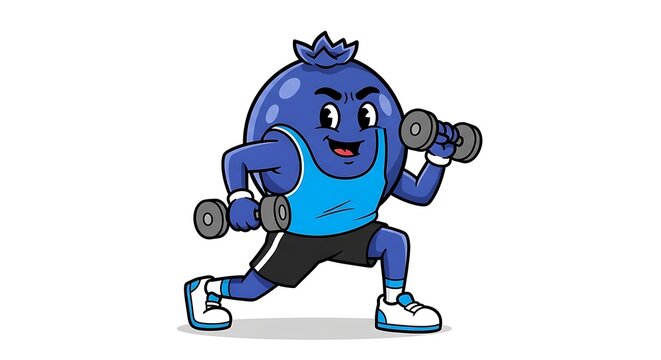 Cartoon blue robot character playing guitar.