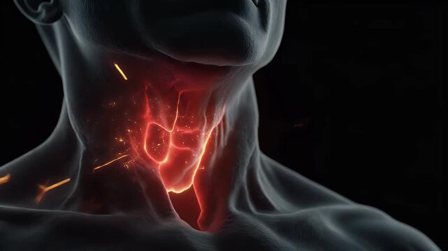 Glowing Tonsils in Human Throat, Close-up View