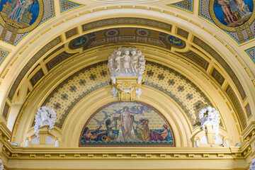 Obraz premium Interiors of the Szechenyi thermal bath, UNESCO World Heritage Site, Budapest, Hungary