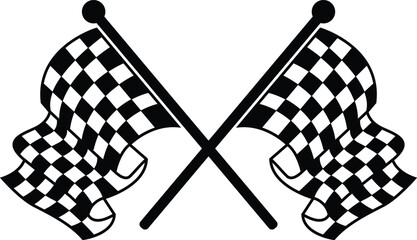 Crossed checkered racing flags vector illustration, black and white checkered pattern finish line flags icon isolated on white background Eps Vector File © Mohsin