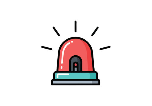 Red and blue flashing emergency siren light icon
