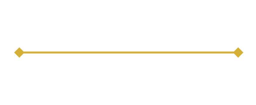 Golden ornamental divider line with diamond ends. Minimal geometric separator. Elegant decorative border for invitations, certificates and luxury layouts