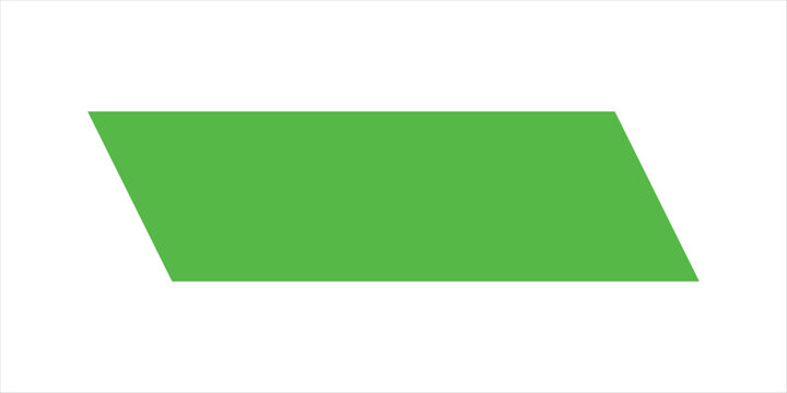 Green parallelogram geometric abstract shape minimal design element for labels, banners, posters, highlights, and modern graphic decoration on transparent background