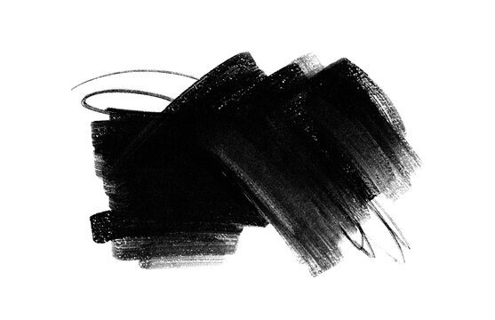Abstract ink blob, grunge art. Black paint stroke texture in marble style. Wallpaper design. Hand drawn watercolor isolated illustration on transparent background
