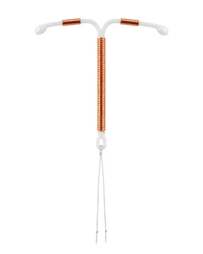 Copper IUD contraceptive device isolated on white, png transparent background.