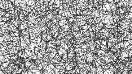Obraz premium High-detail abstract background featuring dense black scribble lines on a white surface. Ideal for modern textures, graphic design, print, technology, artistic projects, packaging, creative background