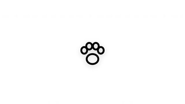 Premium paw print line icon animation with smooth reveal and seamless loop. Ideal for pets, animal care, veterinary services, adoption, and lifestyle projects.