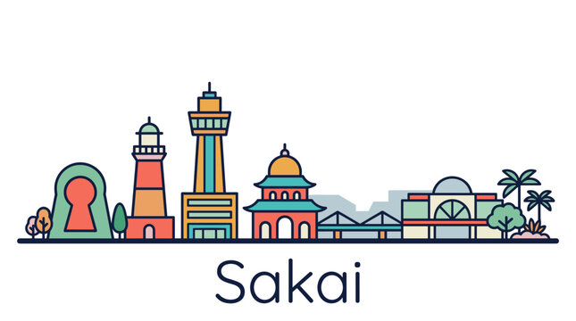 Sakai city skyline landmark vector illustration