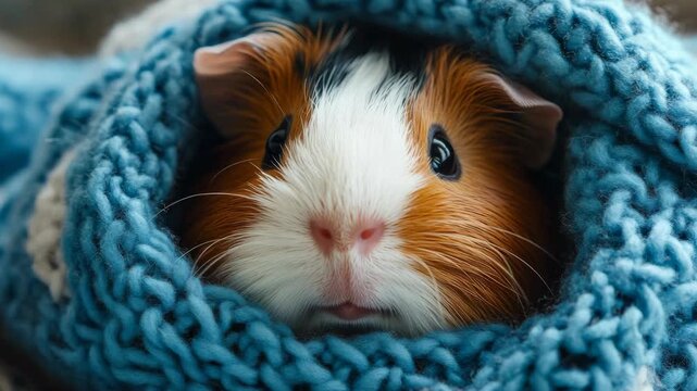 Cute Hamster Snuggled in Blanket