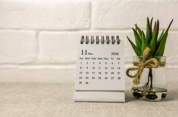 Desk calendar for November 2026 on the table. © Елена Николаева