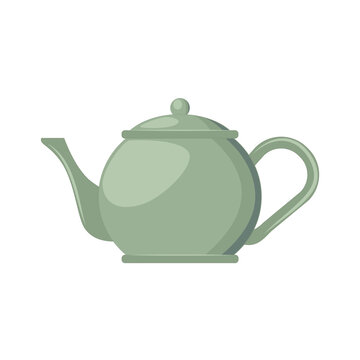 Pistachio green teapot isolated on white background vector illustration