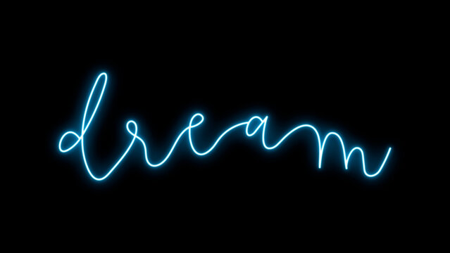 Dream word, doodle neon typography
