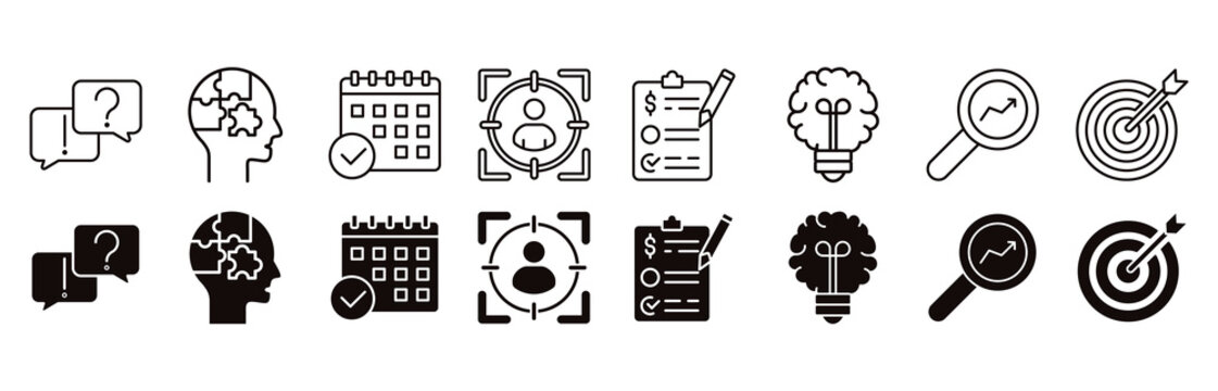 Critical thinking icon set. Inference and process vector illustration concept