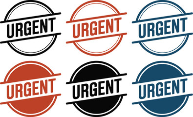 Fototapeta premium Urgent labels featuring bold text within circular frames emphasize the importance of immediate attention.