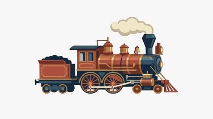 Vintage Steam Engine Train Illustration. © Adit