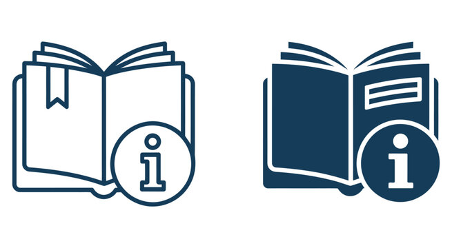 Open book and information icon in glyph solid style, editable modern vector design for education, reference resources, and knowledge systems.