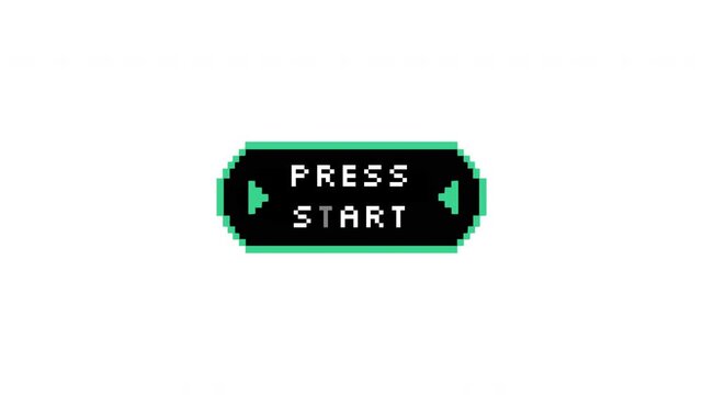 Retro Pixel Art Press Start Button Animation Loop
