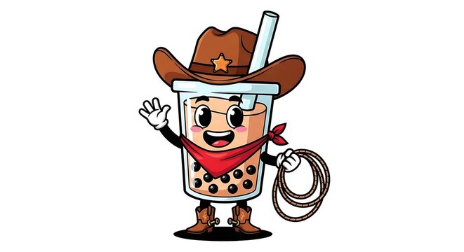 Cartoon robot chef holding a tray with a drink.