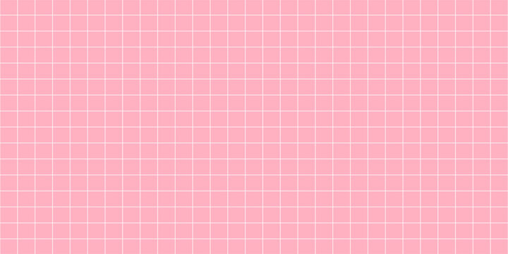 Pink hand drawn square grid seamless pattern. Pinkish repeated doodled checkered background. Sketch checker paper texture.