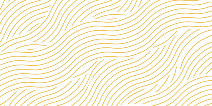 Yellow instant noodle, pasta and spaghetti texture with geometric wavy lines. Ramen, pasta vector pattern. Background abstract food illustration