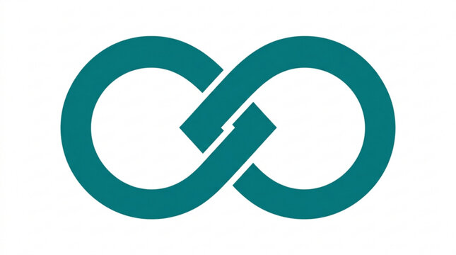 Teal infinity loop symbol, vector graphic, abstract icon, geometric shape