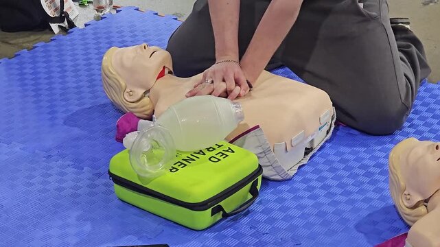 First Aid Training with CPR Manikin Chest Compression and AED Trainer Bag