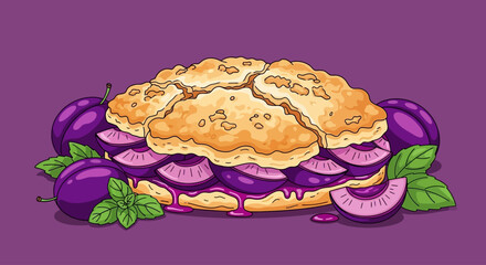 Plum Pie Sandwich Vector Illustration © mainstock