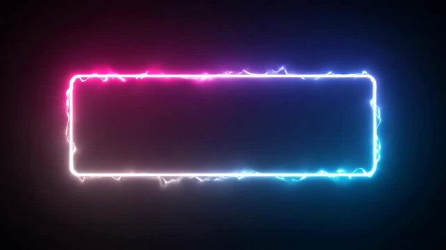 Neon glowing rectangles pulsing with electric light effects in dark futuristic motion graphics background