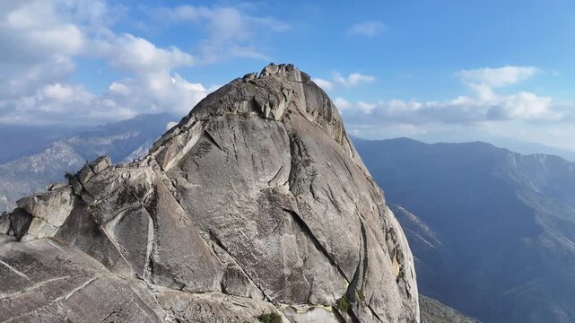 Aerial view of Moro Rock in Sequoia National Park, USA