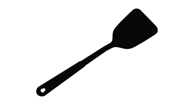 Black spatula shape against a white background a kitchen utensil silhouette