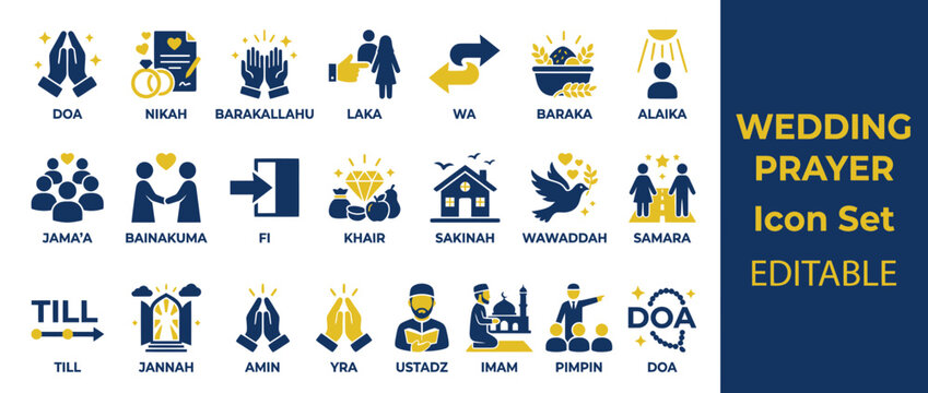 Islamic wedding prayer icons for marriage and blessing ceremony