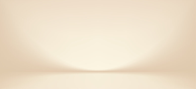 Soft beige studio background with golden light gradient. Premium 3D bg featuring warm cream and ivory tones, perfect for luxury product. Vector Illustration