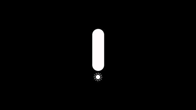 Simple brightness indicator icon animation on black background. Brightness level slider animation for light intensity adjustment. Screen brightness level adjustment UI animation with alpha channel