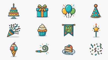 Fototapeta premium Celebration Icons Collection.